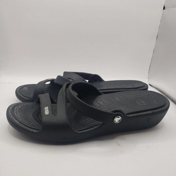 CROCS Other - Women's Crocs Patricia II Wedge Sandals Black Size 7 Weatherproof Strappy